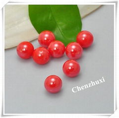 10mm glass half drilled pearl red