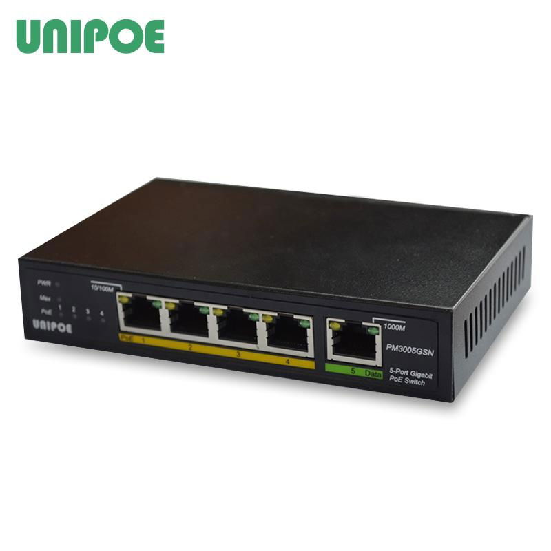 Promotion  UNIPOE 5-port Gigabit Ethernet PoE switch with 4-port PoE 4