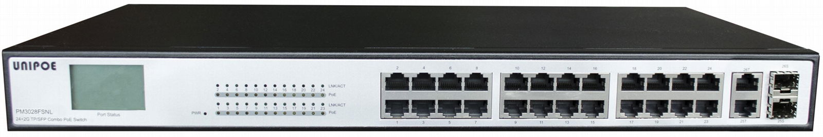 UNIPOE 24+2G TP/SFP Combo PoE switch with LCD display 5