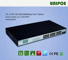 24+2SFP Gigabit PoE switch Power budget up to 240/300W