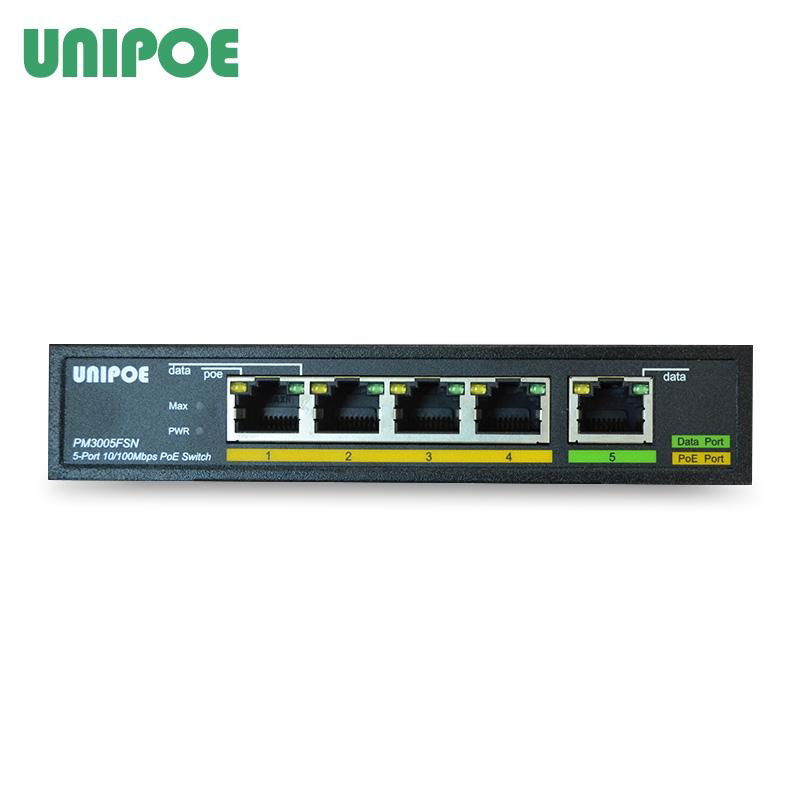 UNIPOE 32W 5-Port 10/100Mbps desktop PoE Switch with outstanding performance