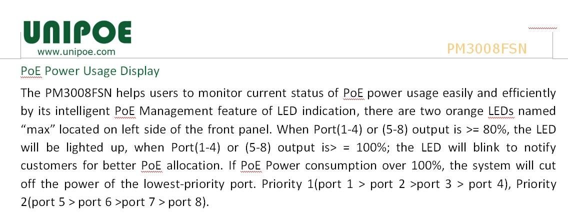 32W Cost- effective 8-Port 10/100Mbps  UNIPOE PoE Switch 3