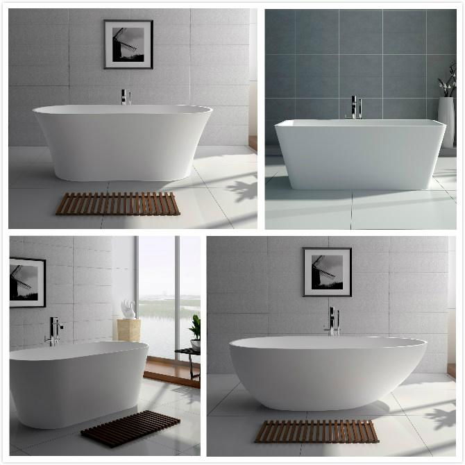 Jingzun Freestanding Composite Resin Artificial Stone Bathtub  5