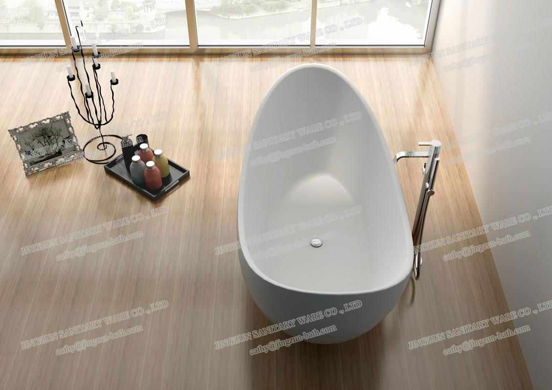 Jingzun Freestanding Composite Resin Artificial Stone Bathtub  3