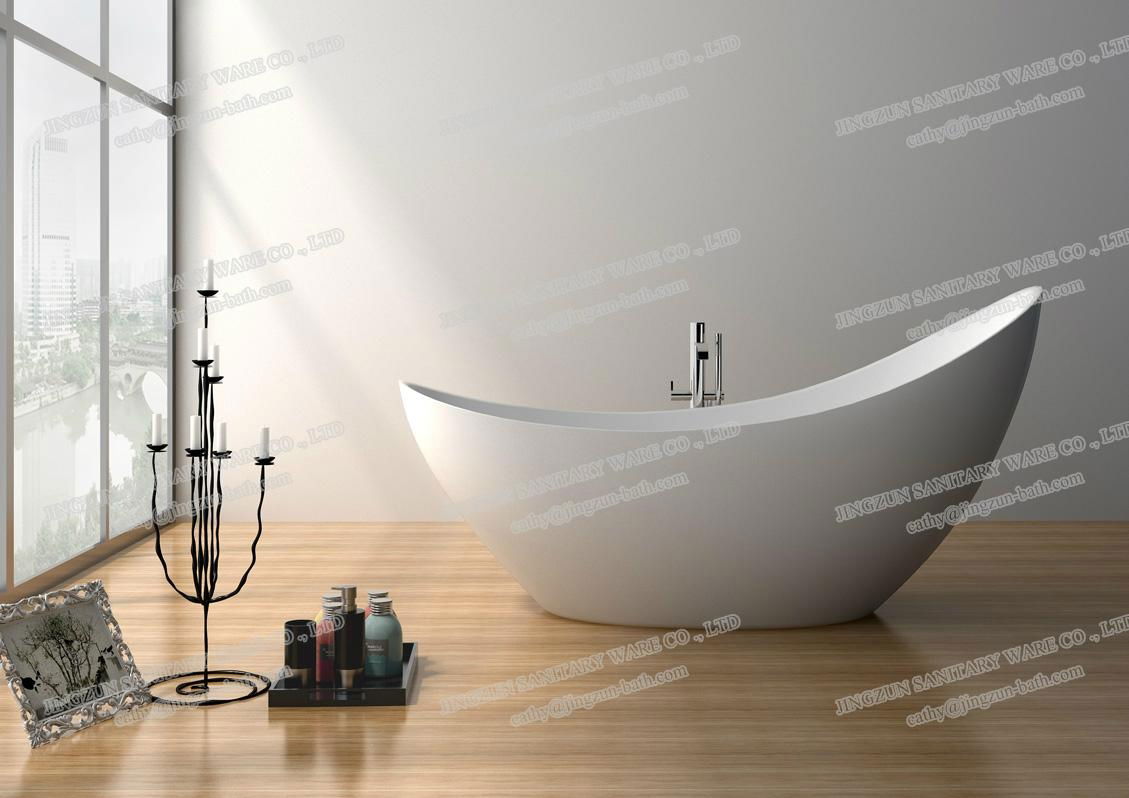 Jingzun Freestanding Composite Resin Artificial Stone Bathtub 