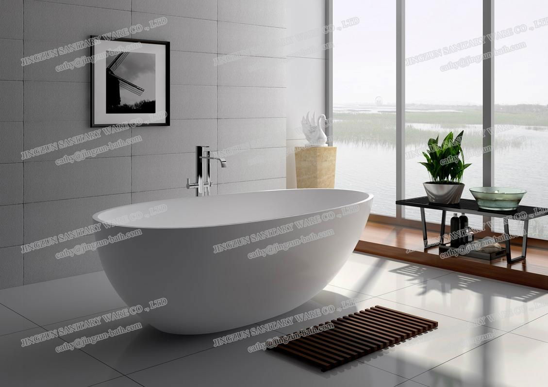 Jingzun Molded Freestanding Composite Resin Bathtub Artificial Stone Bathtub