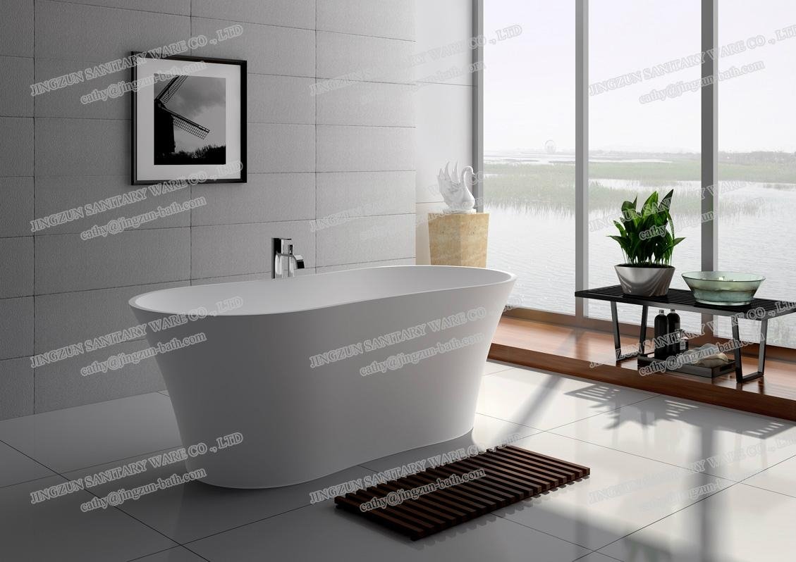 Jingzun Freestanding Composite Resin bathtub Artificial Stone tub 2