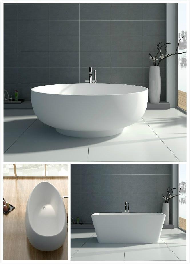 Jingzun Freestanding Composite Resin bathtub Artificial Stone tub 5