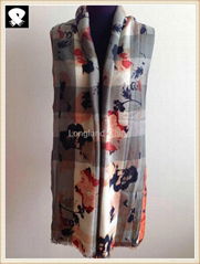 Spring flowers scarves bespoke in china scarf factory with acrylic and wool