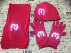 light up hat scarf gloves with LEDs