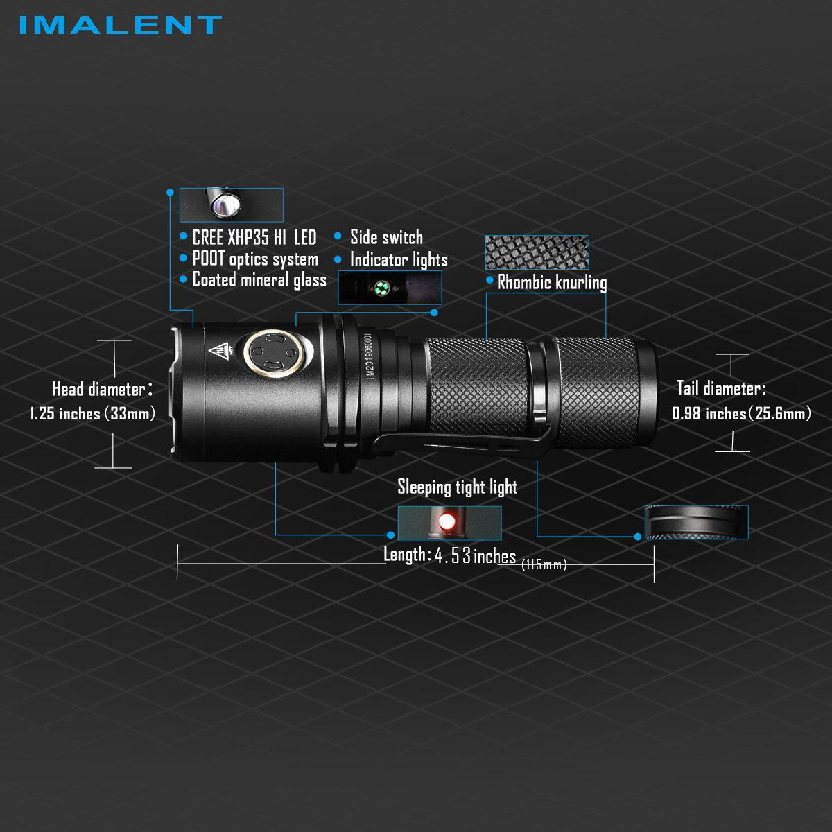 Imalent DM35 LED flashlight 2000LM and 450meters beamdistance