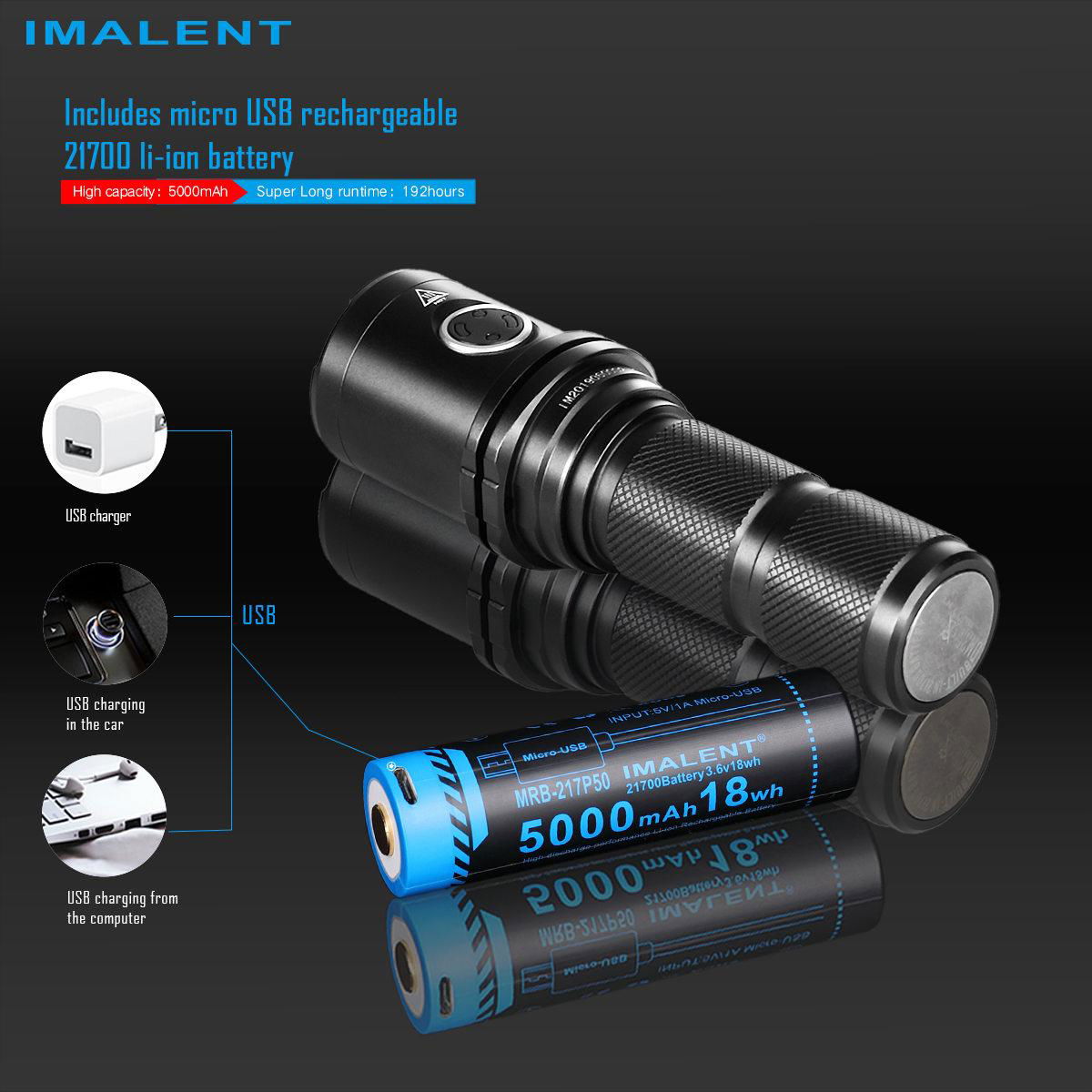 Imalent DM35 LED flashlight 2000LM and 450meters beamdistance 3