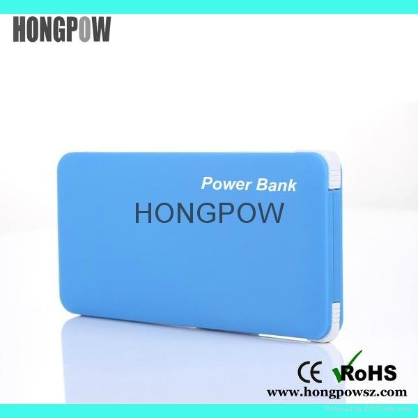 HONGPOW 8500MAH portable power bank dual usb battery backup with built in cables 2