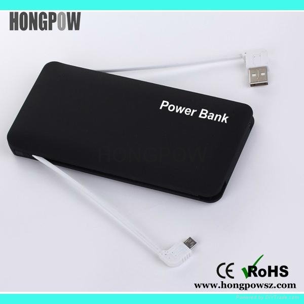 HONGPOW 8500MAH portable power bank dual usb battery backup with built in cables 3