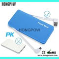 HONGPOW 8500MAH portable power bank dual usb battery backup with built in cables 4