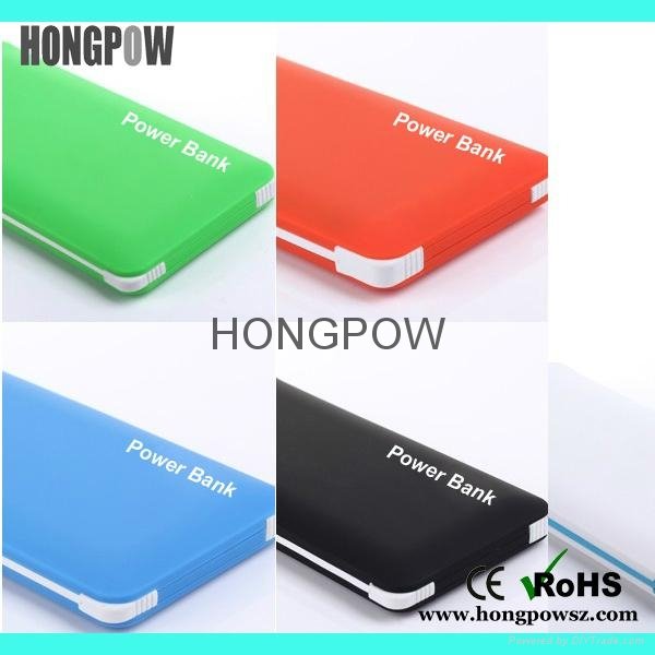 HONGPOW 8500MAH portable power bank dual usb battery backup with built in cables 5