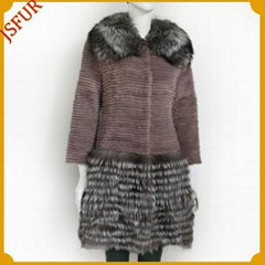 2015 winter rabbit fur coats women's fitted warm JXfur Brand long style unique c