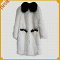 2015 hot style winter white women elegant black fox collar warm sheep fur coats 1