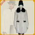 2015 hot style winter white women elegant black fox collar warm sheep fur coats 5