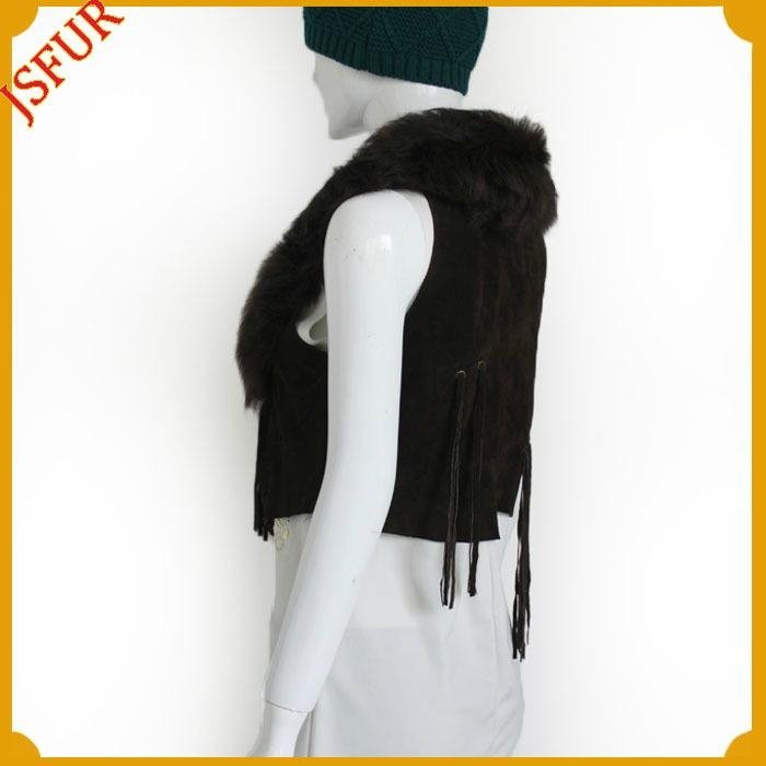 Hot sale for 2015 winter luxurious vest pigskin garment with sheep fur collar sh 2
