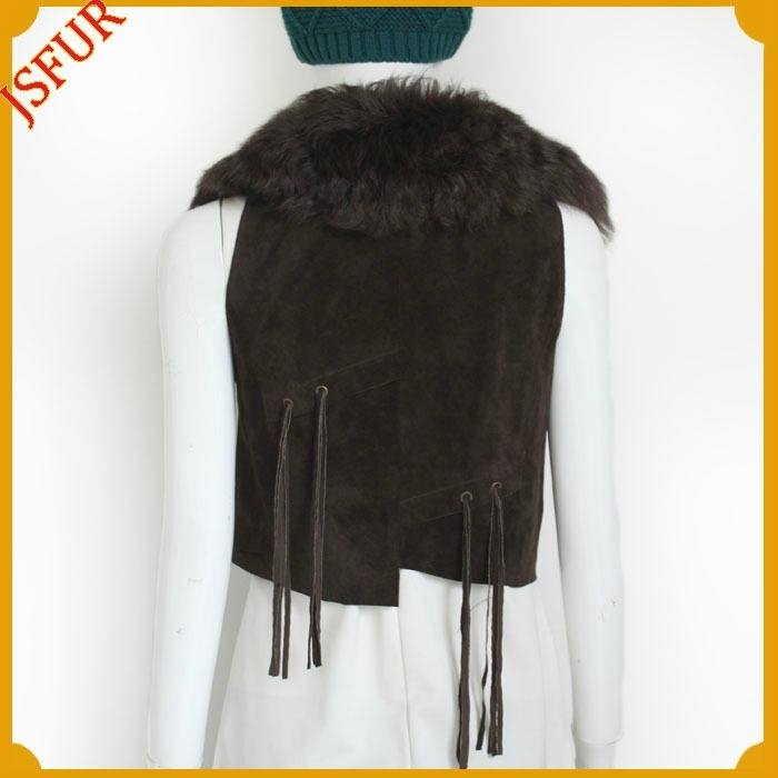 Hot sale for 2015 winter luxurious vest pigskin garment with sheep fur collar sh 5