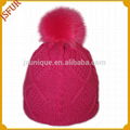 Winter colorful choice childred fur pom knitting hat 2