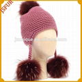 Knit style with fur pom pom winter hats