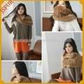 Latest korea design women's knitted rabbit fur loop scarf 4