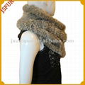 Latest korea design women's knitted rabbit fur loop scarf 3