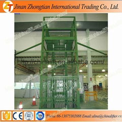 Stationary guide rail lift table cargo delivery elevator