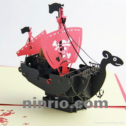 Virking ship 3D popup greeting card