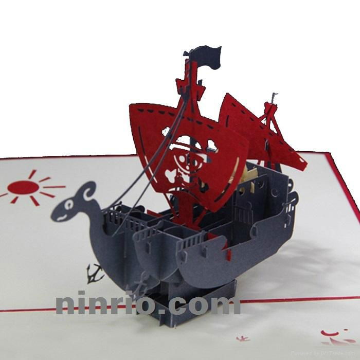Virking ship 3D popup greeting card 2