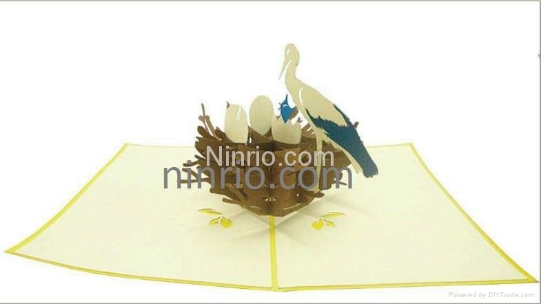 Stork mother 3D popup greeting card 2