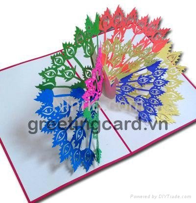 Peacock 3D popup greeting card