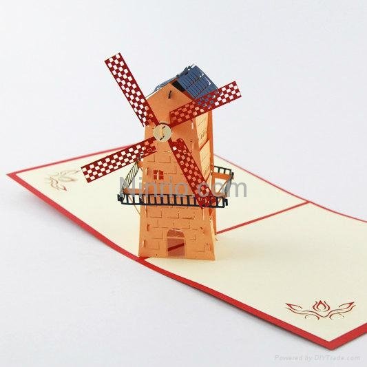 Dutch Windmills 3D popup greeting card 3