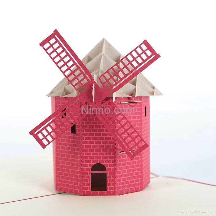 Dutch Windmills 3D popup greeting card 4