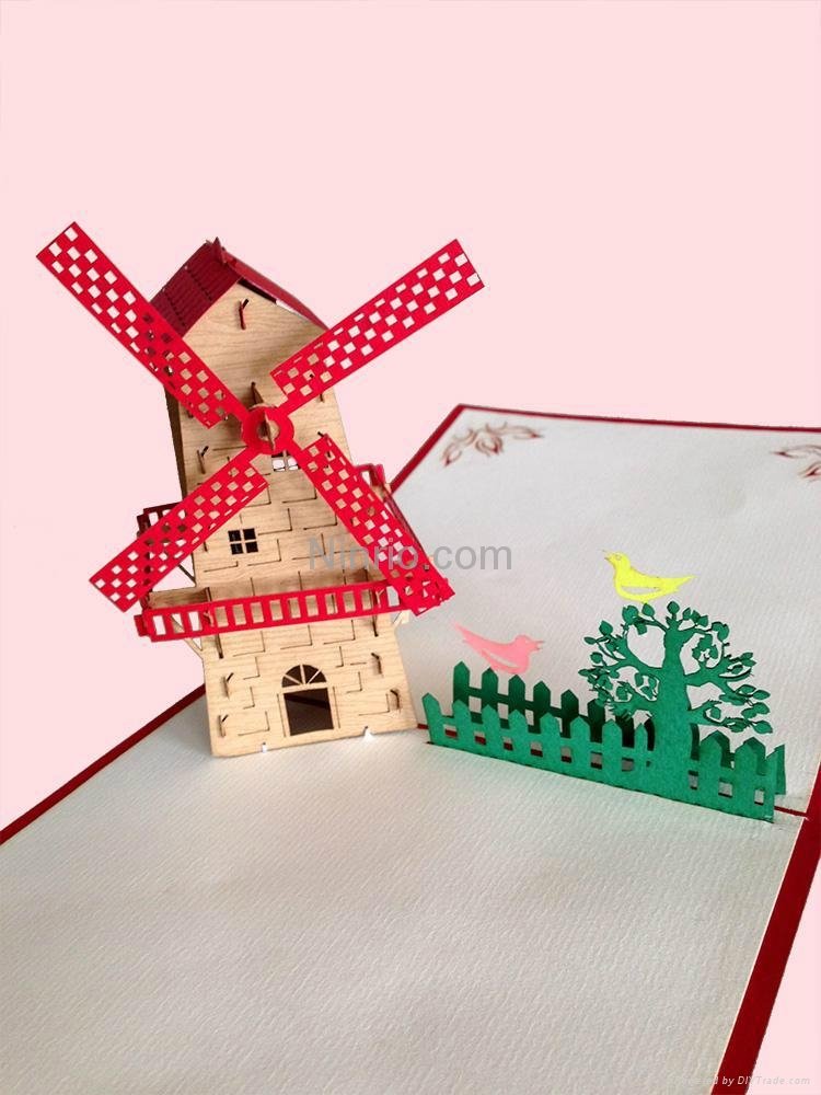 Dutch Windmills 3D popup greeting card