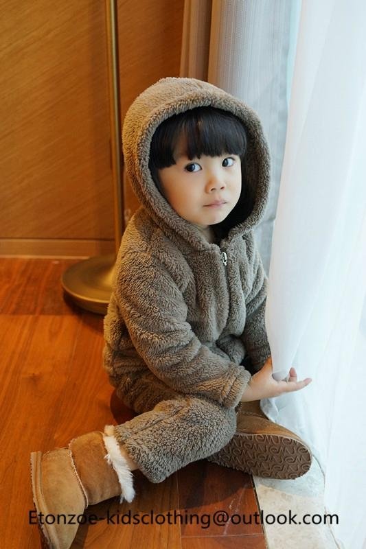 Etonzoe Kids Lambs wool suit Furry Home Clothing Children Winter Woolen Suit 3