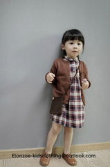 Etonzoe Girls Plaid Skirt Dress Lattice Retro Dress Kids Classical dress