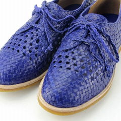 spring Korean woven kid girls fashion leather shoes handcraft goat skin