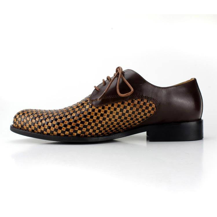 Fashion stylish brush PU leather lace-up dress men shoes 3