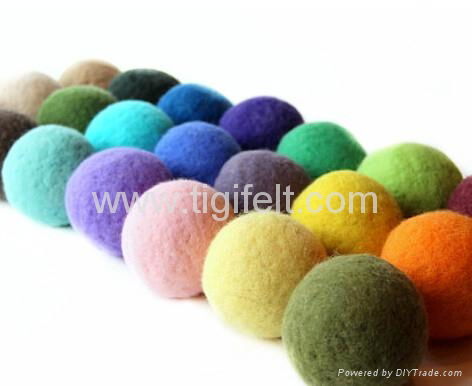 Colorful wool felt dryer ball
