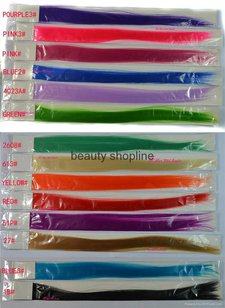 Tape hairpiece colorful hair piece clip hair extension 4
