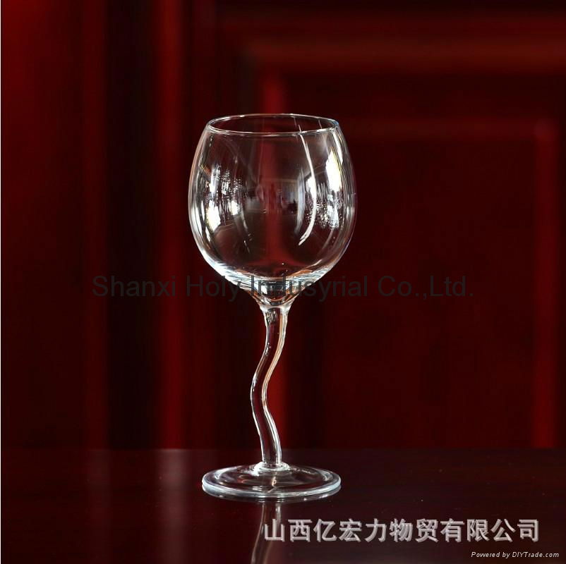Mouth Blown Clear Goblet Wine Glass, red wine glass 5