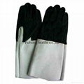 Cheap price Full palm long cuff cow leather welding safety gloves  1