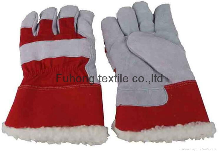 Quality cowhide leather construction safety winter protective gloves