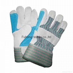 Quality dyed split cowhide double palm heavy duty glove 