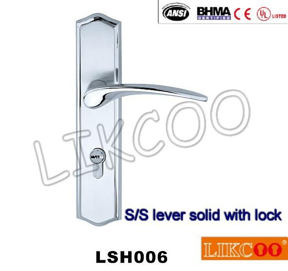 LTH001 European style casting door handle with lock plate 2