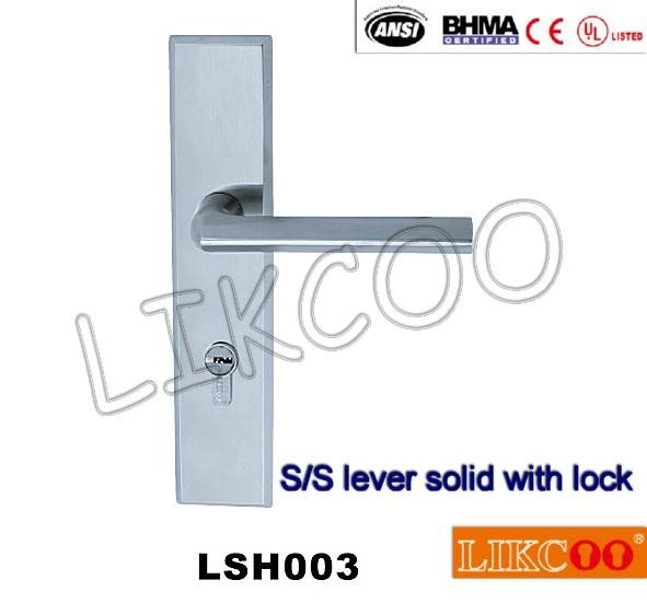 LTH001 European style casting door handle with lock plate 3