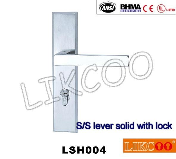 LTH001 European style casting door handle with lock plate 5